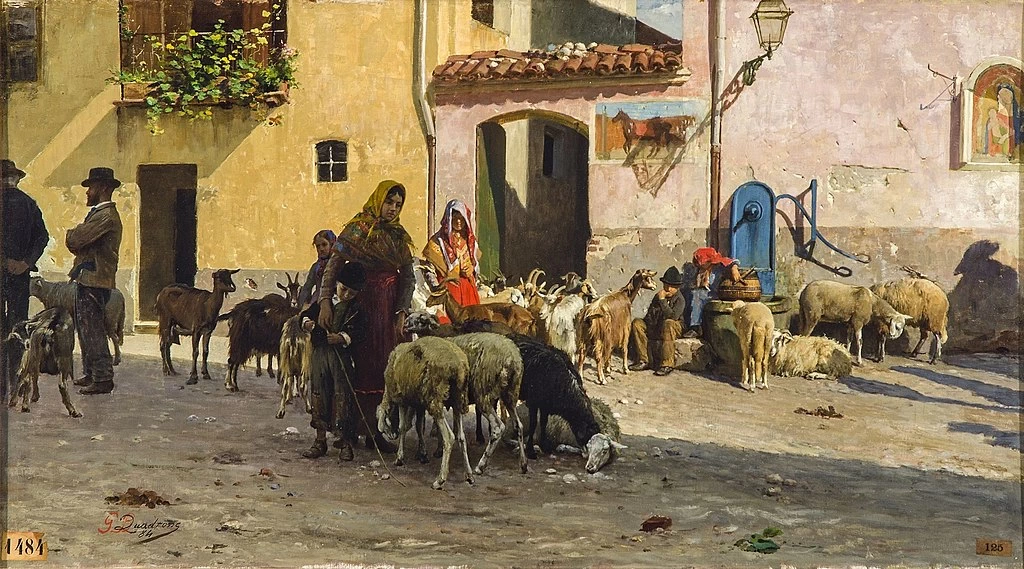 Un mercato mattutino in Piemonte (1884)